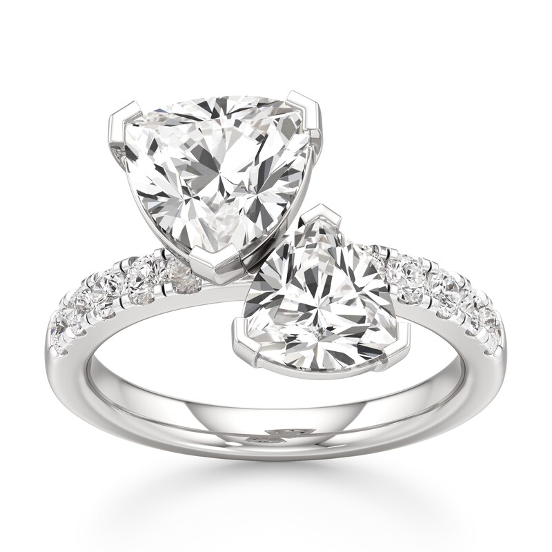 Main Image 1 of J'Lure Trillion Curved Brilliant-Cut Two-Stone Lab-Grown Diamond Engagement Ring 3-3/8 ct tw 18K White Gold