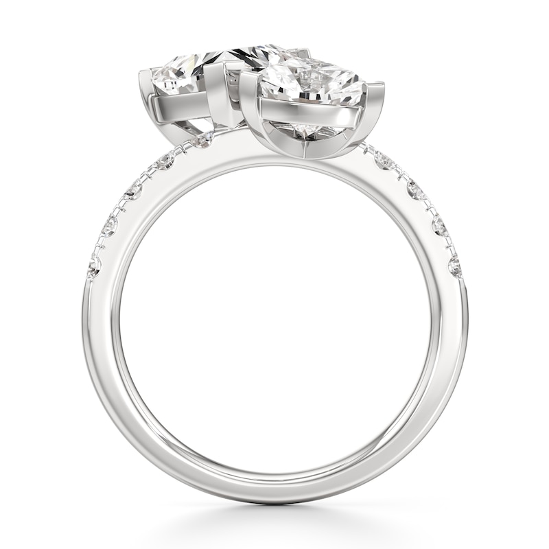 Main Image 2 of J'Lure Trillion Curved Brilliant-Cut Two-Stone Lab-Grown Diamond Engagement Ring 3-3/8 ct tw 18K White Gold