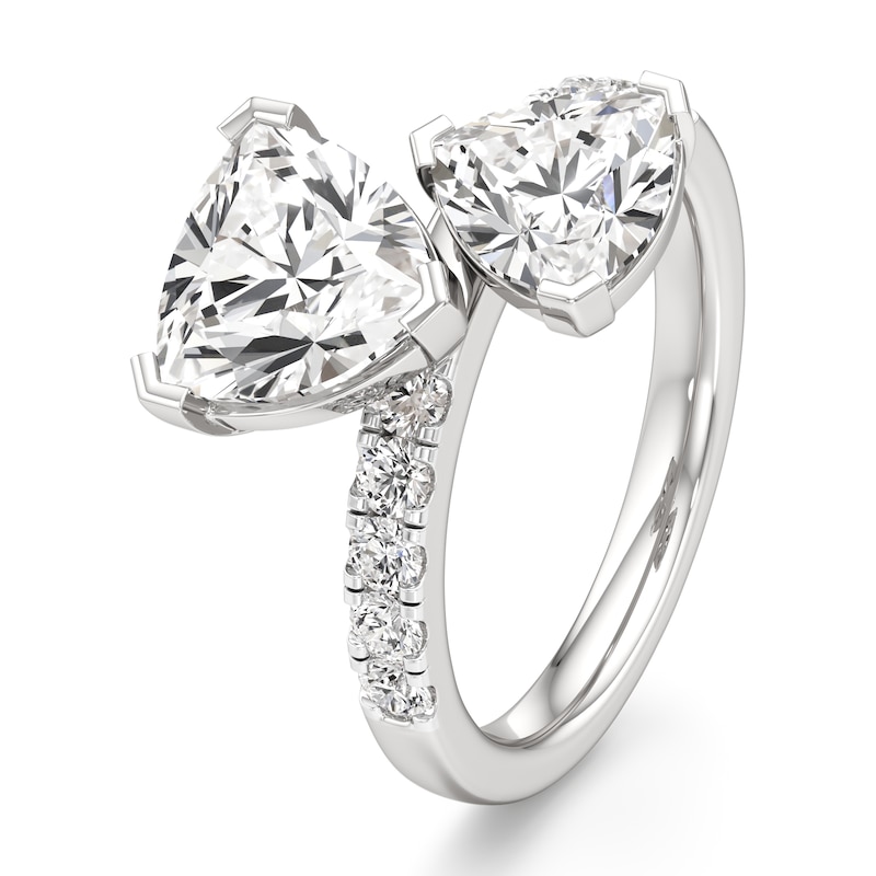 Main Image 4 of J'Lure Trillion Curved Brilliant-Cut Two-Stone Lab-Grown Diamond Engagement Ring 3-3/8 ct tw 18K White Gold