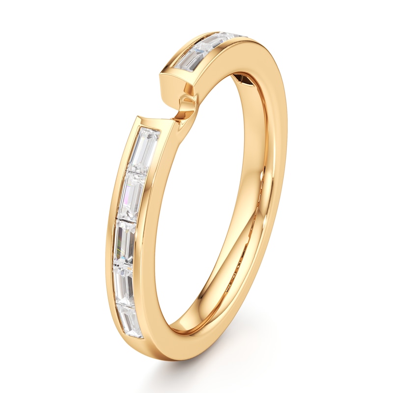 Main Image 4 of J'Lure Baguette-Cut Lab-Grown Diamond Contour Wedding Band 3/8 ct tw 18K Yellow Gold