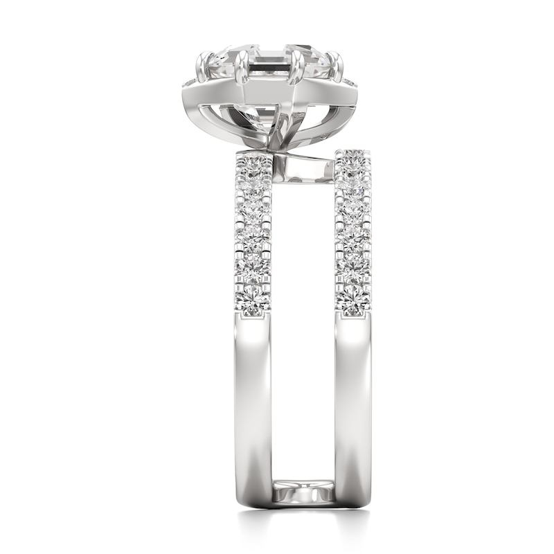 Main Image 3 of J'Lure Octagon Step-Cut Lab-Grown Diamond Spiral Engagement Ring 2-1/2 ct tw 18K White Gold