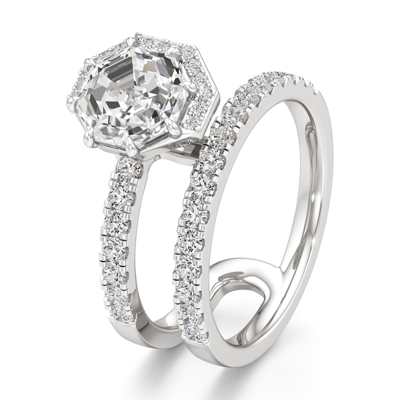 Main Image 4 of J'Lure Octagon Step-Cut Lab-Grown Diamond Spiral Engagement Ring 2-1/2 ct tw 18K White Gold
