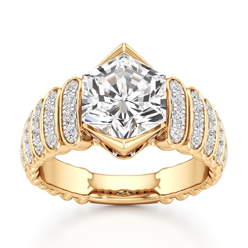 Main Image 1 of J'Lure Hexagon Brilliant-Cut Lab-Grown Diamond Engagement Ring 3-1/2 ct tw 18K Yellow Gold