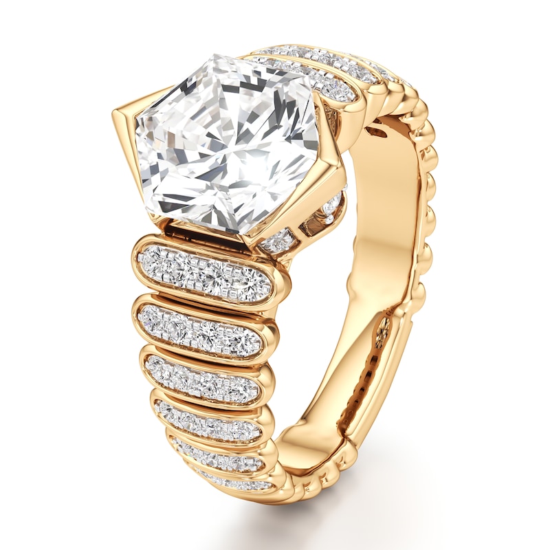 Main Image 4 of J'Lure Hexagon Brilliant-Cut Lab-Grown Diamond Engagement Ring 3-1/2 ct tw 18K Yellow Gold