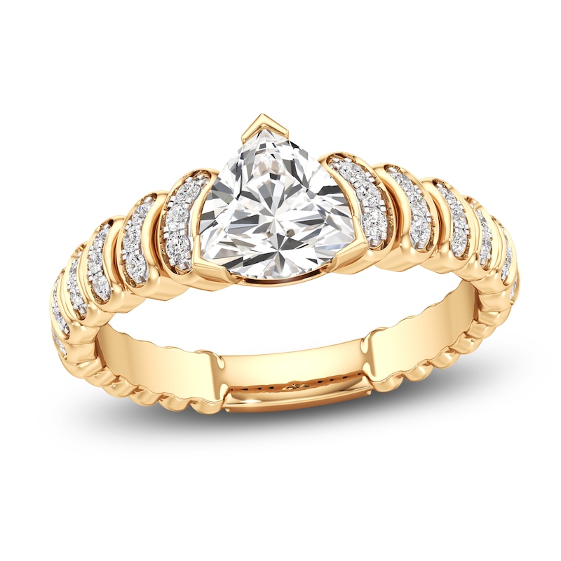 Main Image 1 of J'Lure Trillion Curved Brilliant-Cut Lab-Grown Diamond Engagement Ring 1-1/6 ct tw 18K Yellow Gold