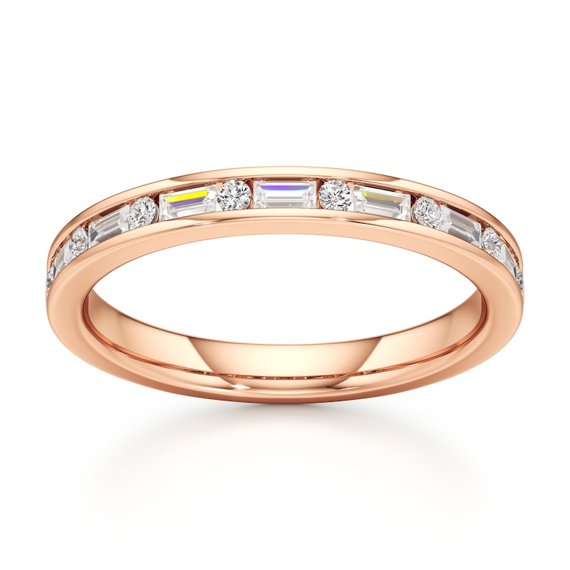 Main Image 1 of J'Lure Baguette & Round-Cut Lab-Grown Diamond Wedding Band 3/8 ct tw 18K Rose Gold