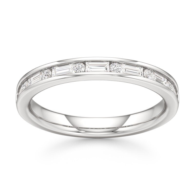 Main Image 1 of J'Lure Baguette & Round-Cut Lab-Grown Diamond Wedding Band 3/8 ct tw 18K White Gold