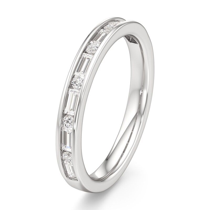 Main Image 4 of J'Lure Baguette & Round-Cut Lab-Grown Diamond Wedding Band 3/8 ct tw 18K White Gold