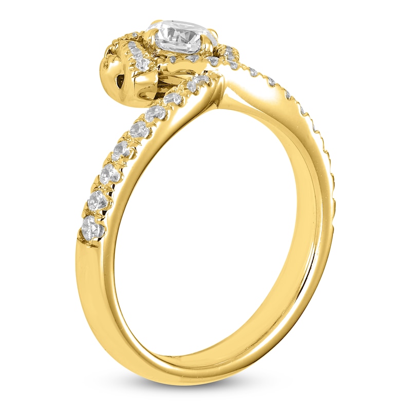 Main Image 2 of Unspoken Round-Cut Diamond Halo Ring 1 ct tw 14K Yellow Gold