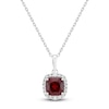 Thumbnail Image 1 of Cushion-Cut Lab-Created Ruby & Diamond Necklace 1/8 ct tw 10K White Gold 18"