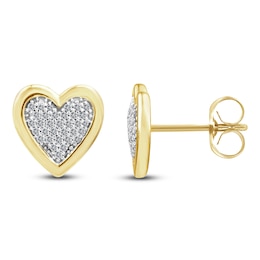 Charm'd by Lulu Frost Diamond Heart Stud Earrings 1/8 ct tw 10K Yellow Gold