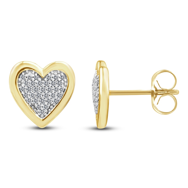 Main Image 1 of Charm'd by Lulu Frost Diamond Heart Stud Earrings 1/8 ct tw 10K Yellow Gold