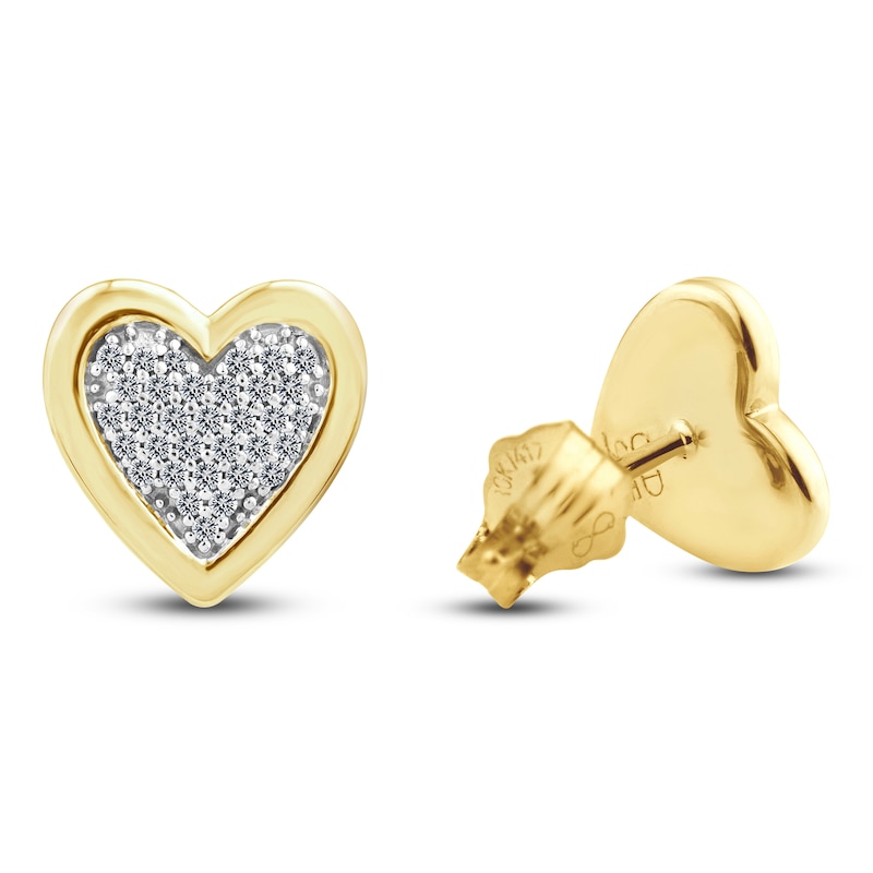 Main Image 2 of Charm'd by Lulu Frost Diamond Heart Stud Earrings 1/8 ct tw 10K Yellow Gold