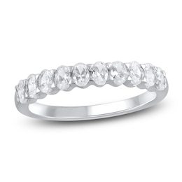 Oval-Cut Lab-Grown Diamond Anniversary Ring 1 ct tw 14K White Gold