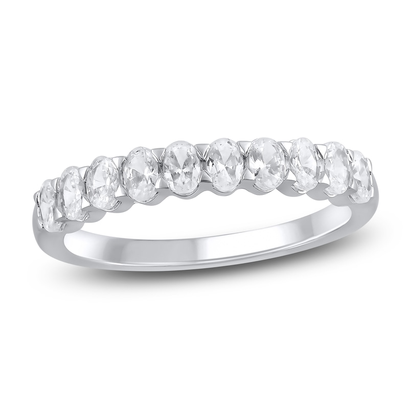Main Image 1 of Oval-Cut Lab-Created Diamond Anniversary Ring 1 ct tw 14K White Gold