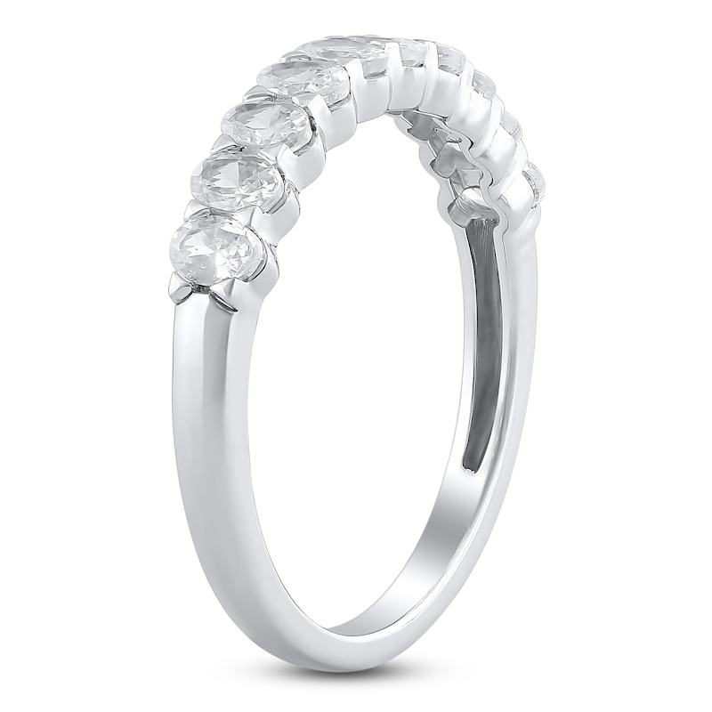 Main Image 2 of Oval-Cut Lab-Created Diamond Anniversary Ring 1 ct tw 14K White Gold