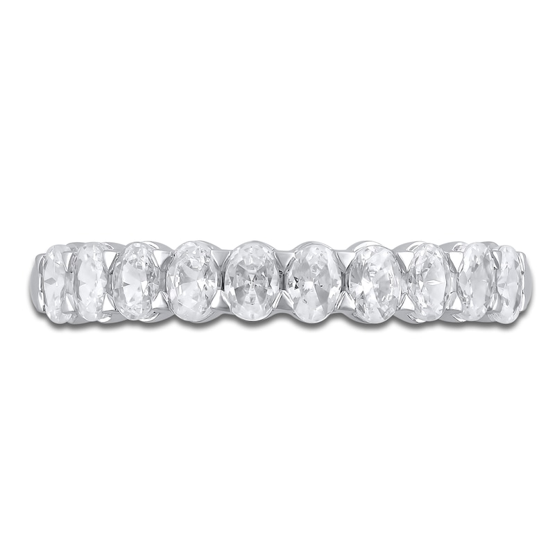 Main Image 3 of Oval-Cut Lab-Created Diamond Anniversary Ring 1 ct tw 14K White Gold