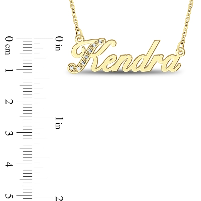 Main Image 4 of Diamond Accent Script Nameplate Necklace 24K Yellow Gold-Plated Sterling Silver 18"