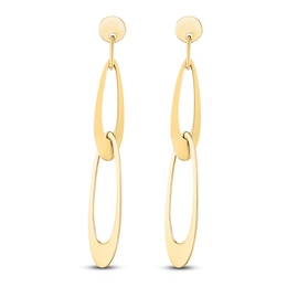 Italia D'Oro Tapered Oval Drop Earrings 14K Yellow Gold