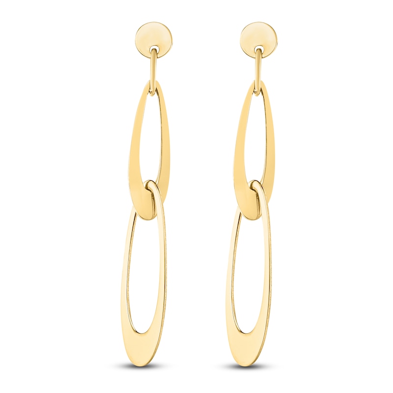 Main Image 1 of Italia D'Oro Tapered Oval Drop Earrings 14K Yellow Gold