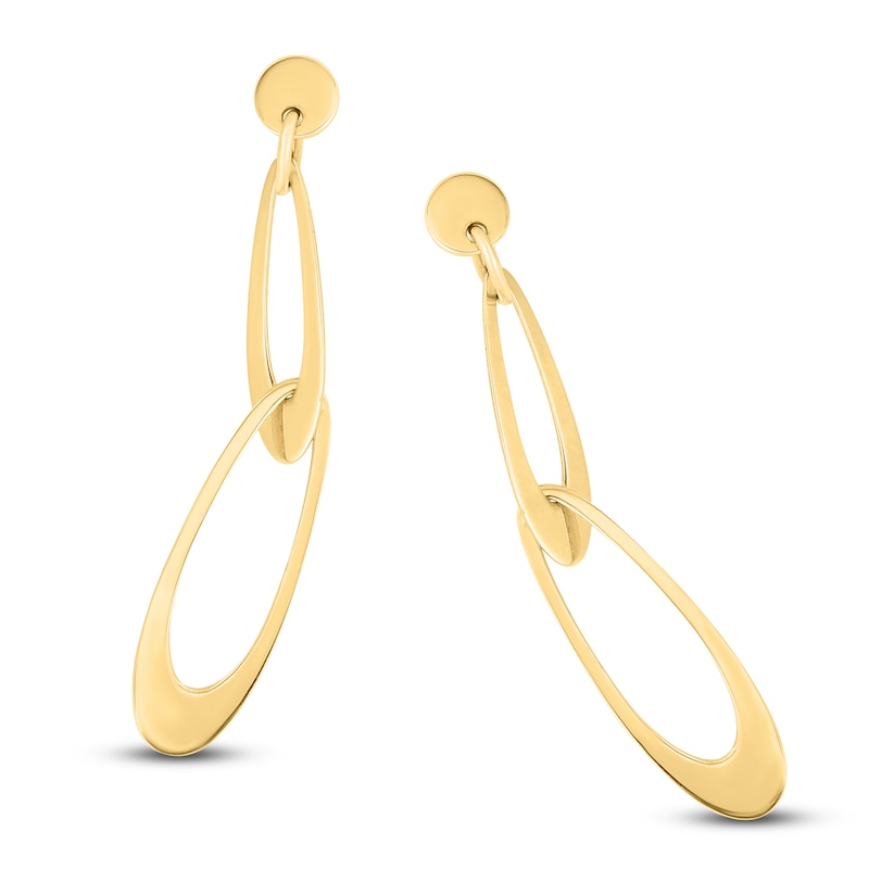 Main Image 4 of Italia D'Oro Tapered Oval Drop Earrings 14K Yellow Gold