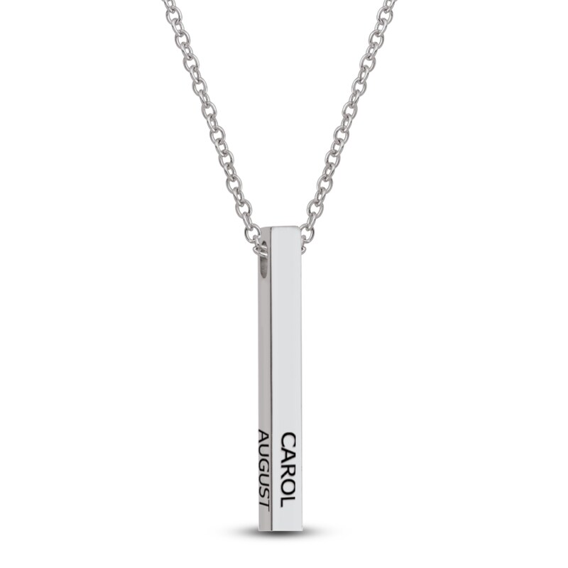 Main Image 1 of Engravable Stick Necklace 10K White Gold 20"