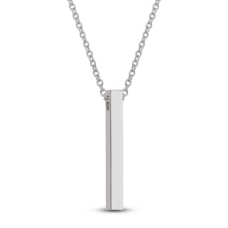 Main Image 2 of Engravable Stick Necklace 10K White Gold 20"