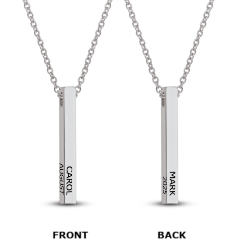 Main Image 3 of Engravable Stick Necklace 10K White Gold 20"