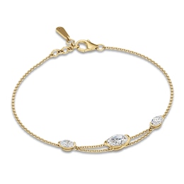 J'Lure Oval Step-Cut Lab-Grown Diamond Bracelet 1-1/2 ct tw 14K Yellow Gold 7.25"