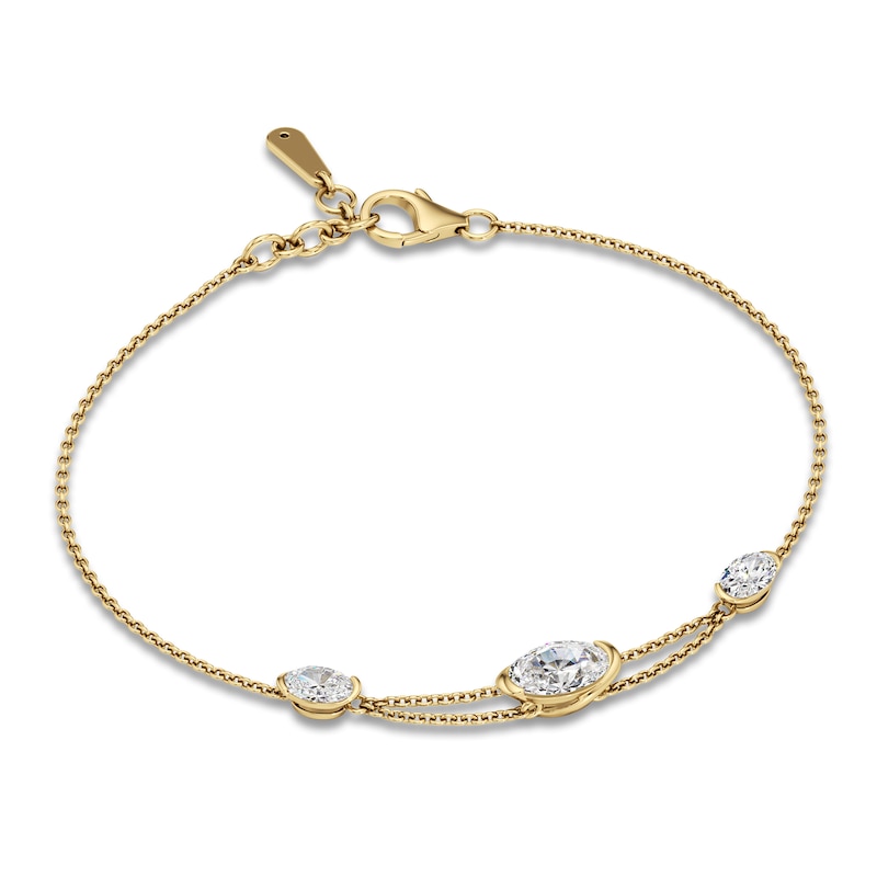 Main Image 1 of J'Lure Oval Step-Cut Lab-Grown Diamond Bracelet 1-1/2 ct tw 14K Yellow Gold 7.25"