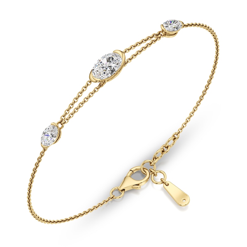 Main Image 2 of J'Lure Oval Step-Cut Lab-Grown Diamond Bracelet 1-1/2 ct tw 14K Yellow Gold 7.25"