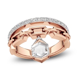 J'Lure Hexagon Portrait-Cut Lab-Grown Diamond Chain Link Ring 1 ct tw 14K Rose Gold