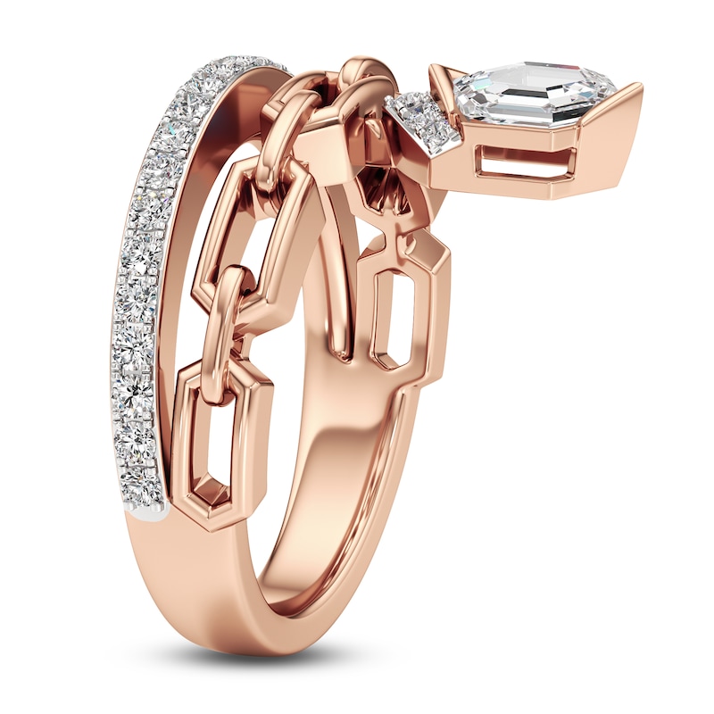 Main Image 3 of J'Lure Hexagon Portrait-Cut Lab-Grown Diamond Chain Link Ring 1 ct tw 14K Rose Gold