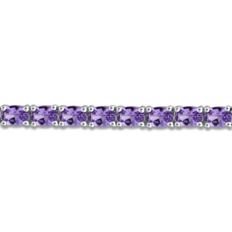 Main Image 2 of Oval-Cut Natural Amethyst Line Bracelet Sterling Silver 7.25"