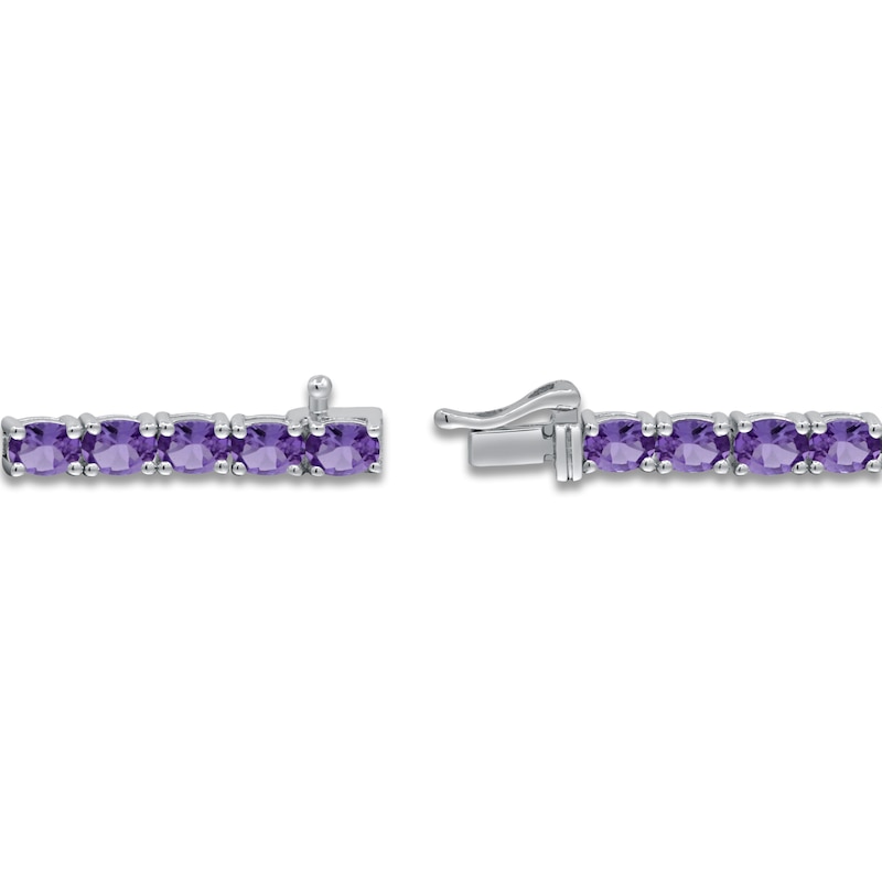 Main Image 3 of Oval-Cut Natural Amethyst Line Bracelet Sterling Silver 7.25"