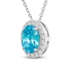 Thumbnail Image 2 of Oval-Cut Natural Swiss Blue Topaz & White Lab-Created Sapphire Necklace Sterling Silver 18"