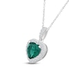 Thumbnail Image 2 of Heart-Shaped Lab-Created Emerald & White Lab-Created Sapphire Necklace Sterling Silver 18"