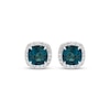 Thumbnail Image 2 of Cushion-Cut Natural London Blue Topaz & White Lab-Created Sapphire Halo Earrings Sterling Silver