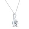 Thumbnail Image 3 of Pear-Shaped Natural Swiss Blue Topaz & Diamond Halo Necklace 1/6 ct tw 10K White Gold 18"