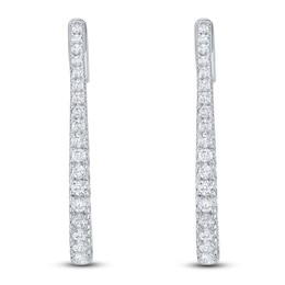 Lab-Grown Diamond Graduated Inside-Out Oval Hoop Earrings 2 ct tw 10K White Gold