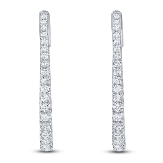 Lab-Grown Diamond Graduated Inside-Out Oval Hoop Earrings 2 ct tw 10K White Gold