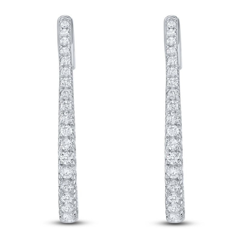Main Image 1 of Lab-Grown Diamond Graduated Inside-Out Oval Hoop Earrings 2 ct tw 10K White Gold