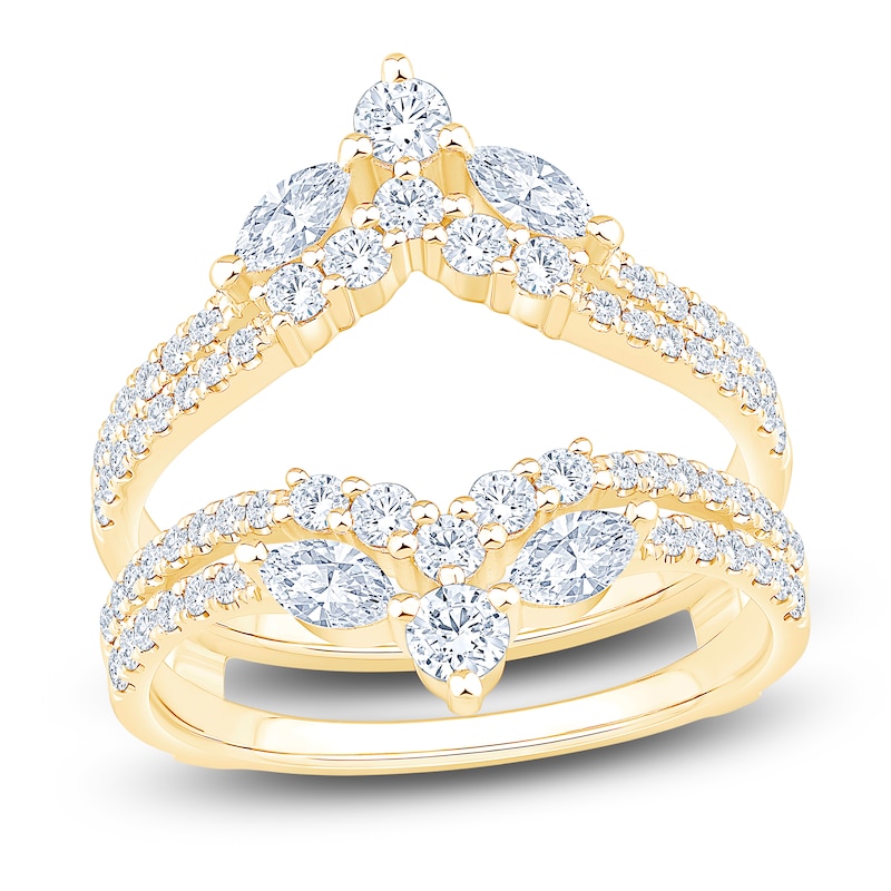 Main Image 1 of Marquise & Round-Cut Lab-Grown Diamond Enhancer Ring 1-1/3 ct tw 14K Yellow Gold