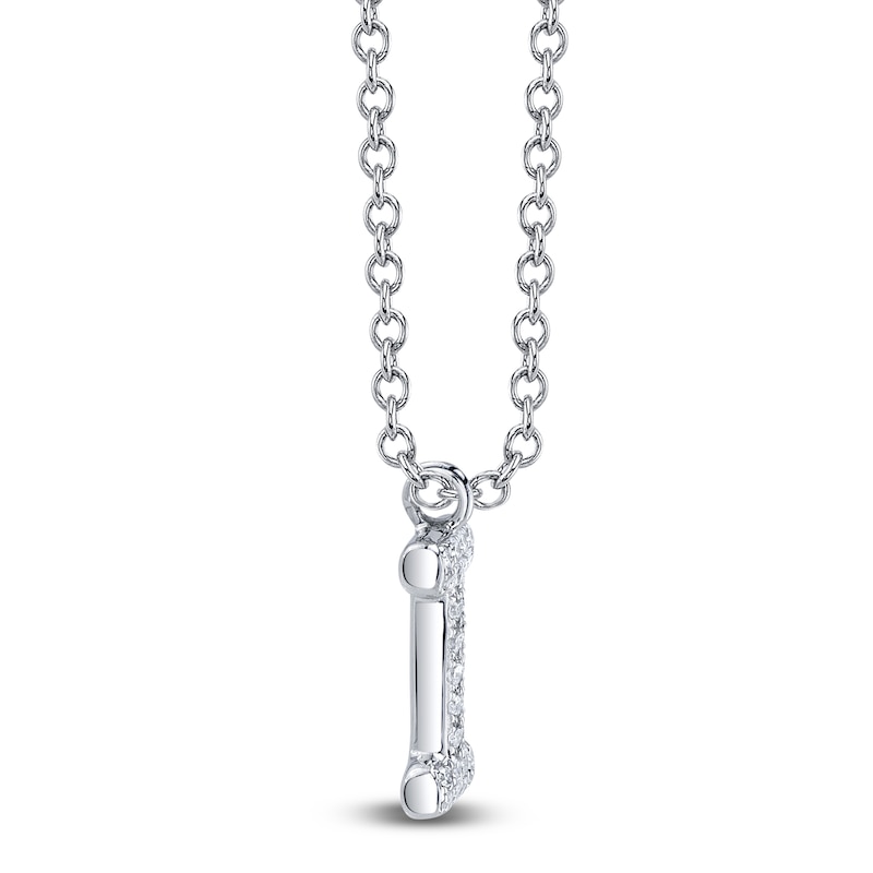 Main Image 2 of Shy Creation Diamond Letter I Pavé Necklace 1/20 ct tw 14K White Gold 18" SC55028331-I