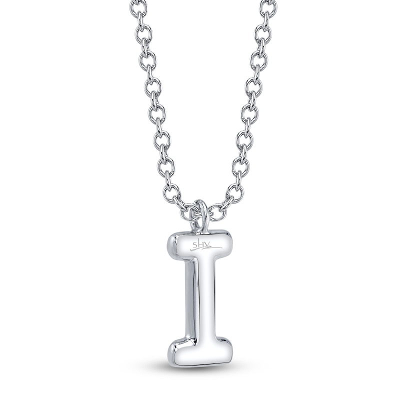 Main Image 3 of Shy Creation Diamond Letter I Pavé Necklace 1/20 ct tw 14K White Gold 18" SC55028331-I