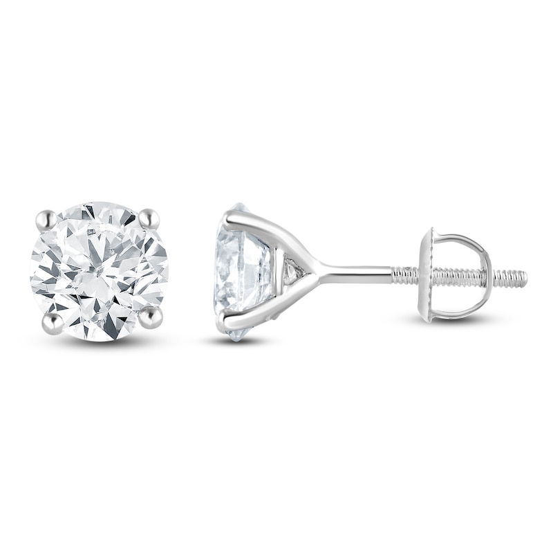 Main Image 1 of Round-Cut Lab-Grown Diamond Solitaire Stud Earrings 3 ct tw 14K White Gold (SI2/F)