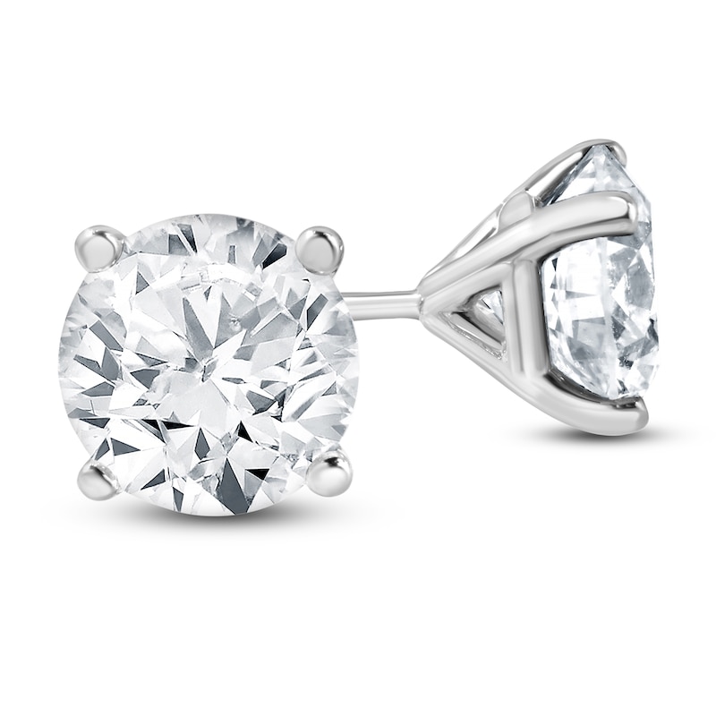 Main Image 2 of Round-Cut Lab-Grown Diamond Solitaire Stud Earrings 3 ct tw 14K White Gold (SI2/F)