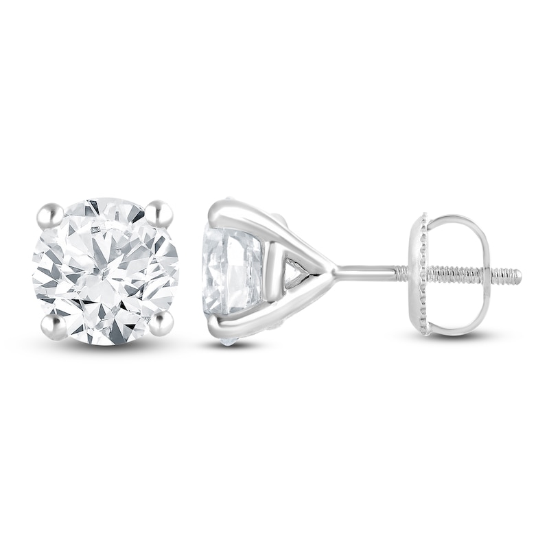 Main Image 1 of Round-Cut Lab-Grown Diamond Solitaire Stud Earrings 5 ct tw 14K White Gold (SI2/F)