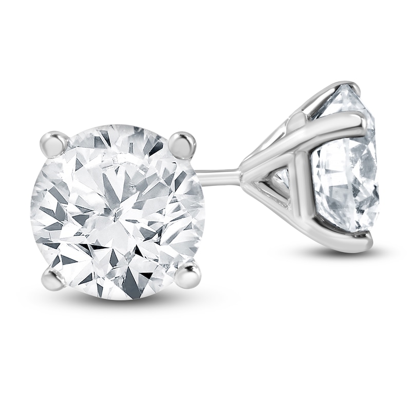 Main Image 2 of Round-Cut Lab-Grown Diamond Solitaire Stud Earrings 5 ct tw 14K White Gold (SI2/F)