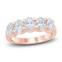 Oval-Cut Lab-Grown Diamond Five-Stone Anniversary Ring 2 ct tw 14K Rose Gold